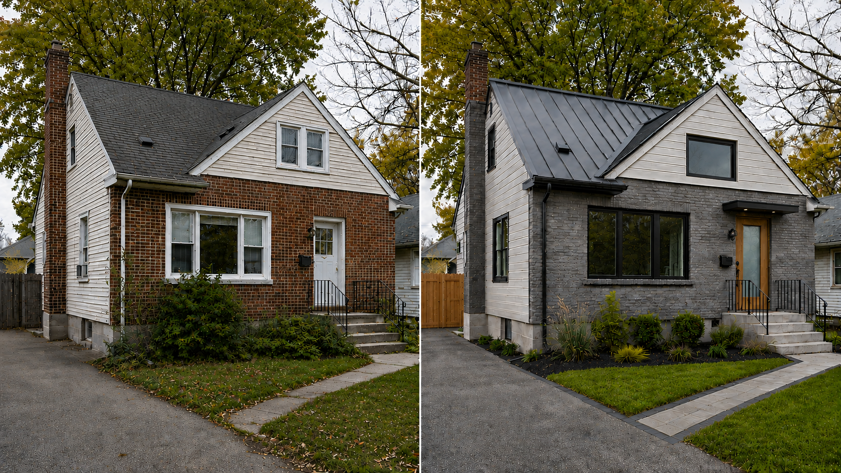 Exterior modernization before and after conceptual visualization